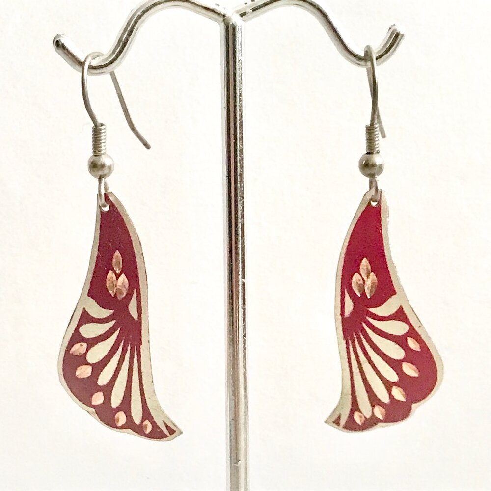 Mediterranean Earrings, etched, enamel, copper, hypo-allergenic